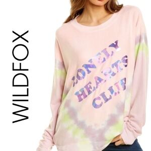 Wildfox Lonely Hearts Club Oversized Aurora Tie Dye Roadtrip Sweatshirt S NWT